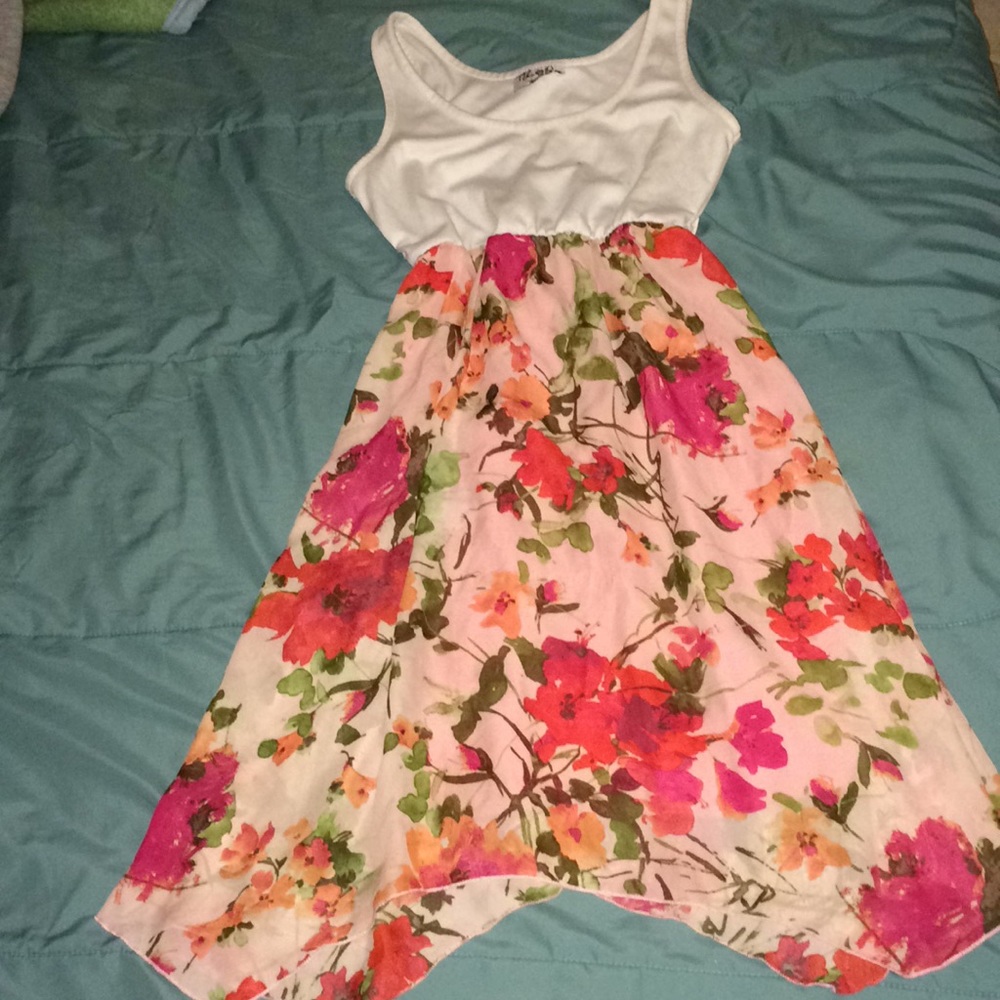 Pink dress with white top